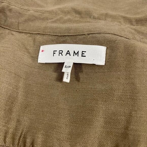 Frame Brown Arie Long Sleeve Linen Blend Top Size Small - Picture 2 of 10